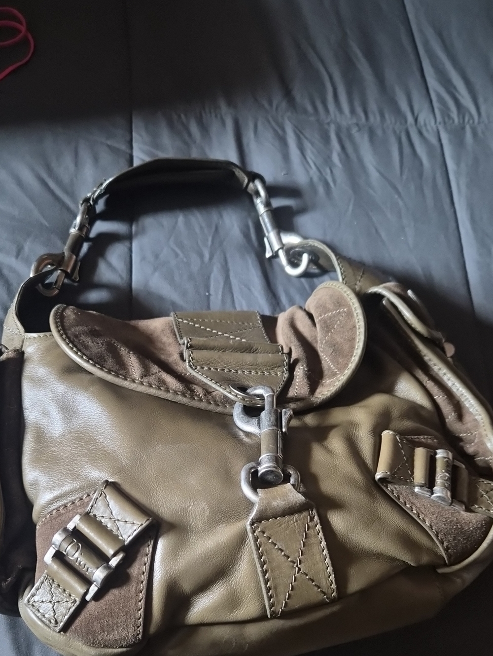 Leather Classic Dior Shoulder Bag in Olive Green - Classic Women's Handbag